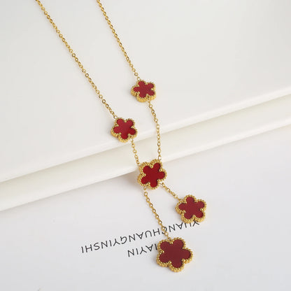 Hot Sale Stainless Steel Laser Five Leaf Flower Petal Adjustable Clover Bracelet Classic for Woman Girl Brand Jewelry Party Gift
