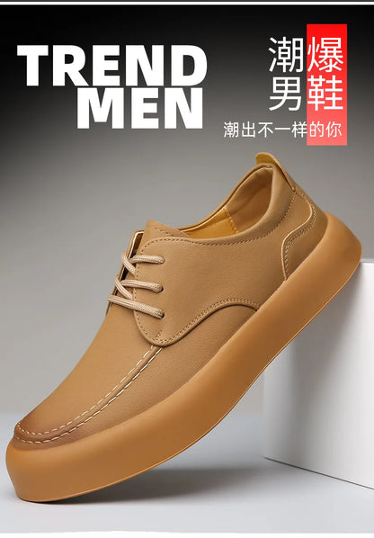 2026 Men Brogue Casual Shoes Men Genuine Leather Shoes Work Boots Business Casual Sneakers Work Personalized Fashionable Shoes