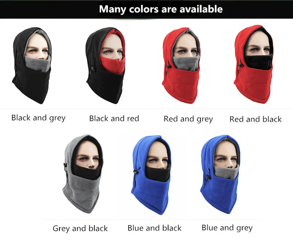 Winter Fleece Windproof Balaclava Motorcycle Hood Full Face Mask Cap Neck Warmer Thermal Beanie Hat Bike Cycling Ski Hiking
