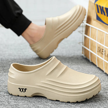 Summer Chef Shoes Thickened Work Loafers Non-slip Warm Lined Fishing Shoes Waterproof Unisex Garden Shoes for Men Women