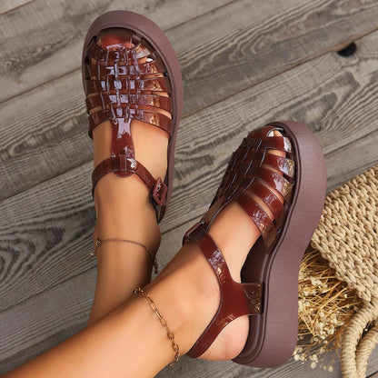 Middle Heel Sponge Bottom Baotou Buckle Strap 2024 Hot Sale Shoes for Women Women's Sandals Fashion Summer Neutral Daily Sandals