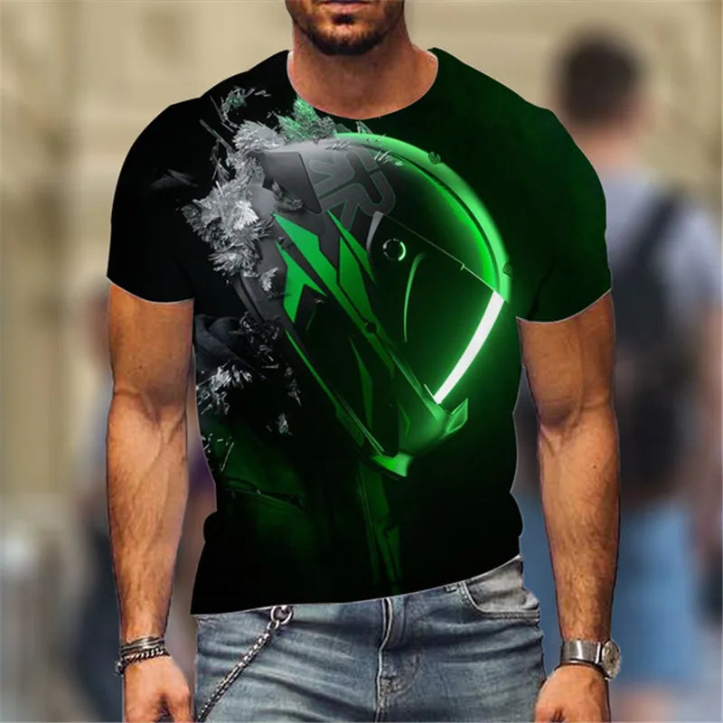 Fashion Street Motorcycle Men T-Shirts Hot Selling Locomotive Pattern 3D Printed Short Sleeve Tees Moto & Biker Hip Hop Man Tops