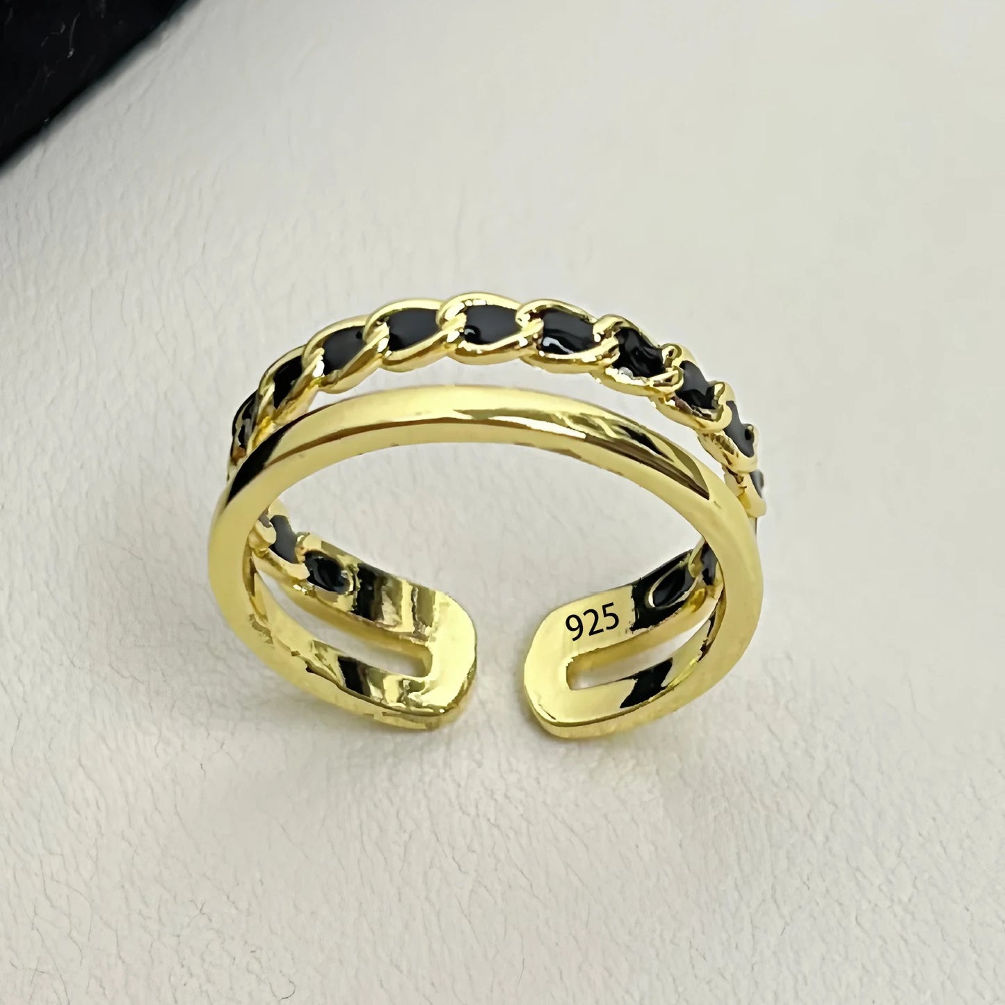 Sam Panda 925 Sterling Silver Rings For Women Men Fine Jewelry Finger Adjustable Open Vintage Chain Ring For Party Birthday Gift