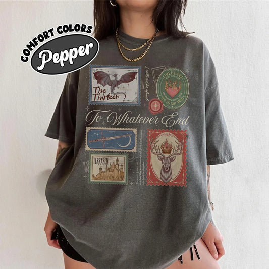 TOG Book Stamps Comfort Colors Shirt Terrasen The Thirteen Tee Aelin Fireheart Top Throne of Glass Series Fantasy Reading