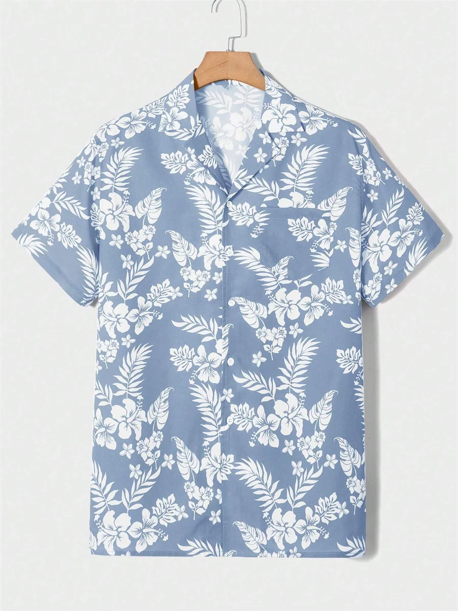 Summer men's new tropical 3D printing lapel short-sleeved shirt Hawaiian casual daily wearing large size XS-5XL
