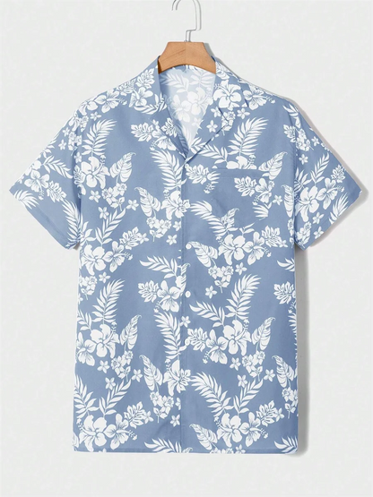 Summer men's new tropical 3D printing lapel short-sleeved shirt Hawaiian casual daily wearing large size XS-5XL