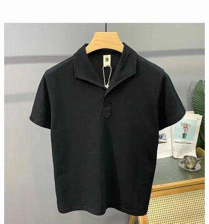 Men's Clothing Comfortable Casual Solid Color Orange Polo Shirt Short Sleeve T-Shirt Summer Loose Fit Collared Trendy Everyday