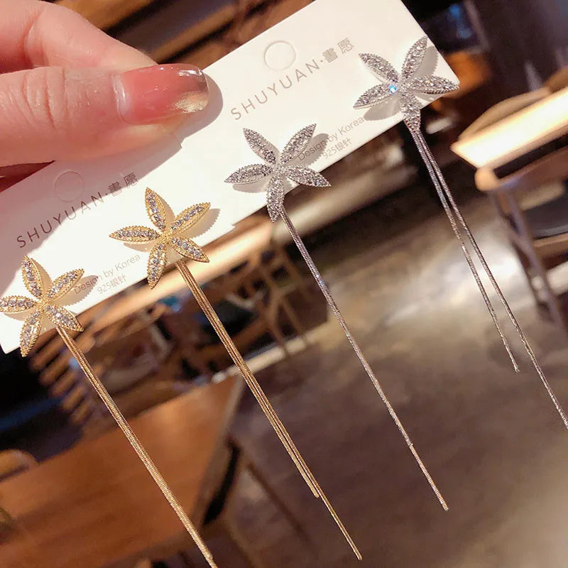 New Vintage Statement Gray Crystal Leaf Earrings for Women Fashion Unique Accessories Party Jewelry Birthday Anniversary Gifts