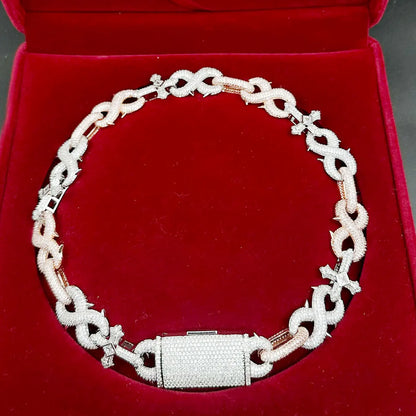 Prong Chain Iced Out Cross Infinity Necklace for Men Choker Real Gold Plated Hip Hop Jewelry