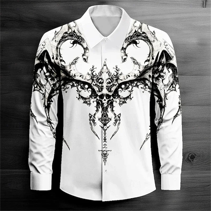 2026 Men's Long Sleeve Shirt Casual Fashion Street Men's Shirts Party Event Lapel Single Breasted Long Sleeve Tops Mens Clothing