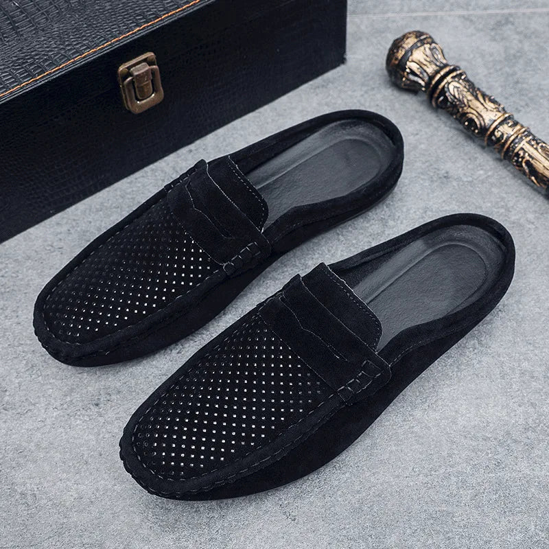 Men's Doudou Shoes Half Support Breathable Baotou Half Slippers Loafer Shoes