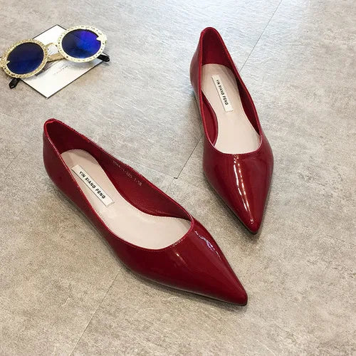 Flats Women's Shoes Yellow Net Brown Sugar Fruit Color Flat Shoes Shallow  Pointed Flat Heels Women's Shoes Large Size 43 44 45