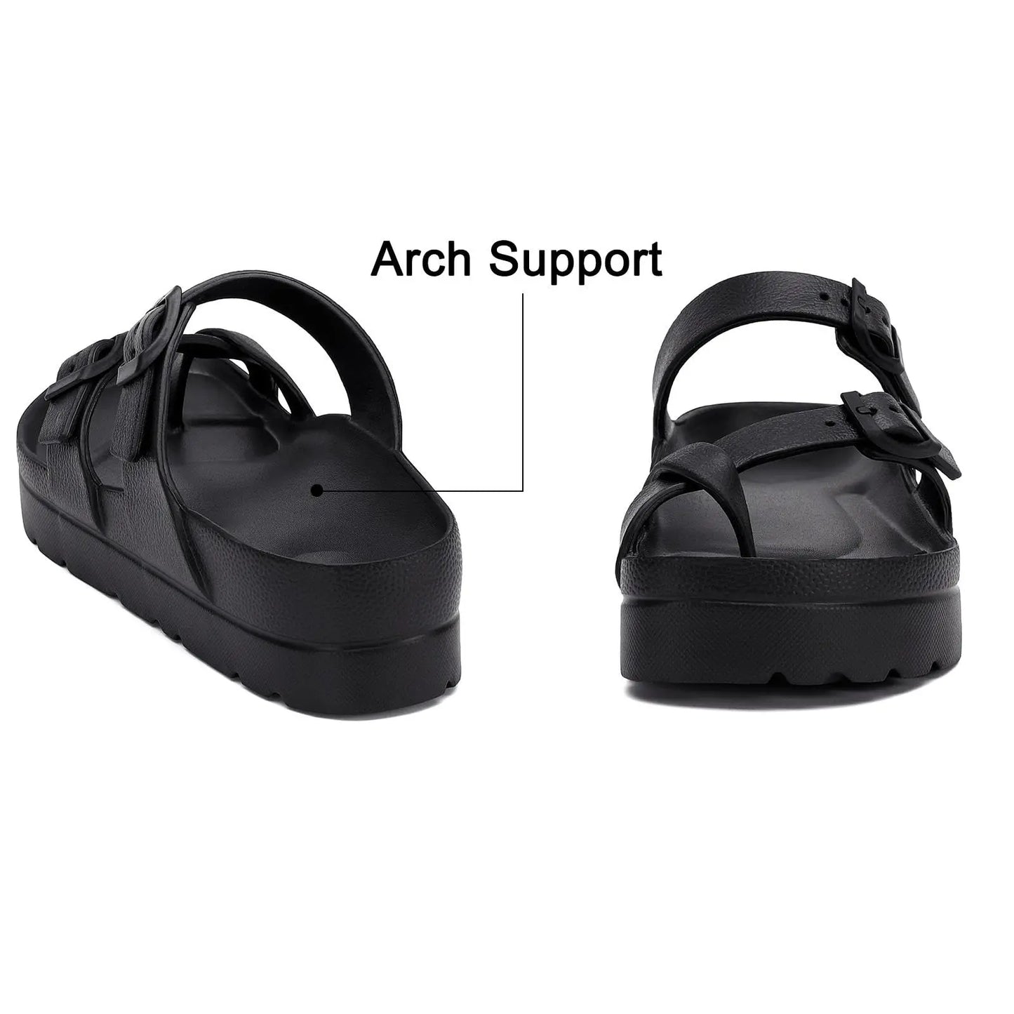 Bebealy Fashion Sandals for Women and Men Pillow Slippers Double Buckle Sandals Adjustable Slides EVA Flat Sandals Beach Sandals