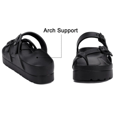 Bebealy Fashion Sandals for Women and Men Pillow Slippers Double Buckle Sandals Adjustable Slides EVA Flat Sandals Beach Sandals