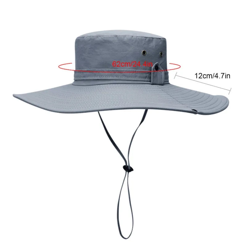 Sun Hat Wide Brim UV Protection Foldable Bucket Hat for Fishing Hiking Camping 12CM Brim