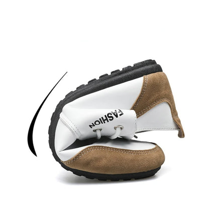 Flat Men Shoes Leisure Leather Shoes for Men White Footwear 2025 Summer Trend Breathable Soft Casual Sneakers British Peas Shoes