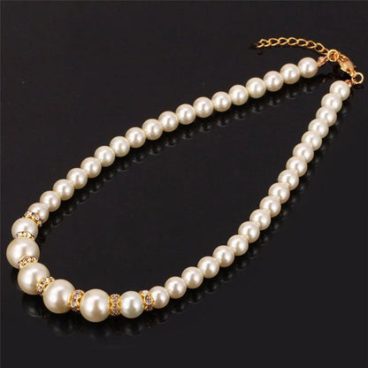 3 in1 Set Elegant Simulated Pearl Necklace Earrings Bracelet Long Necklace For Women Bridal Wedding Jewelry Gift