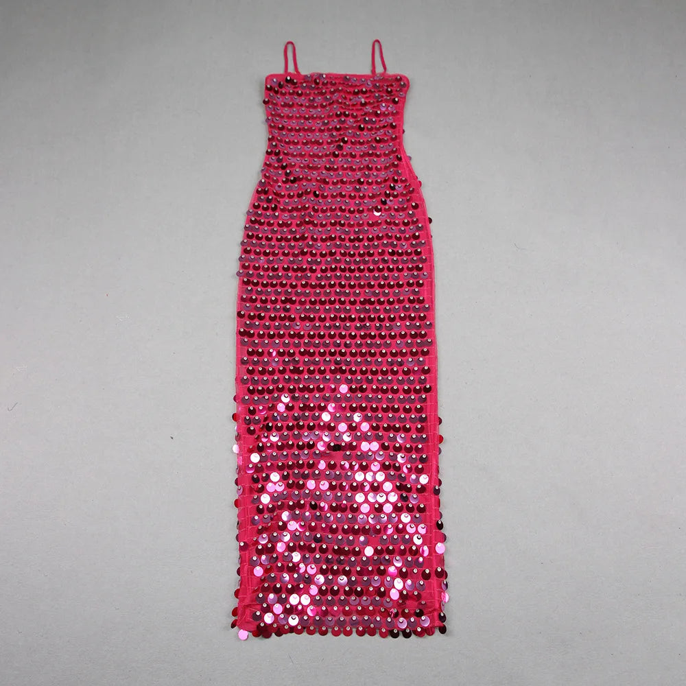 High quality sequin luxury suspender women girl dress, banquet annual party meeting dresses skirt Strap Sleeveless Skinny Shiny