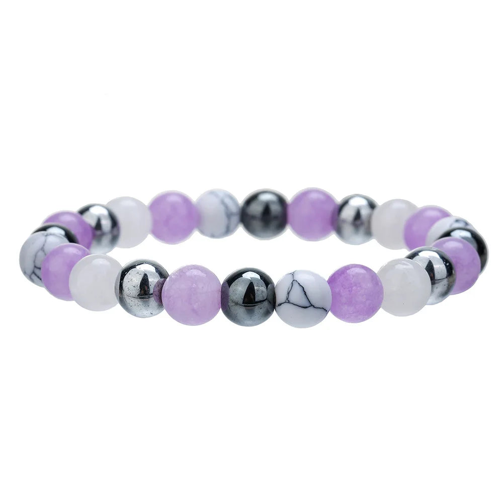 Meetvii Handmade 8mm Onyx Natrual Stone Beaded Bracelets for Women Men Hematite Healing Braslet Cadeau Homme Leisure Jewelry