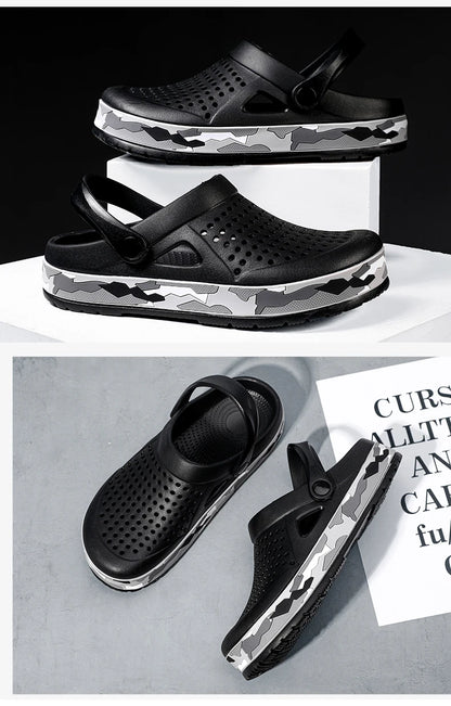 Men's summer casual hole shoes non slip lightweight breathable Two wearing men's sandals fashion comfort beach shoes slippers