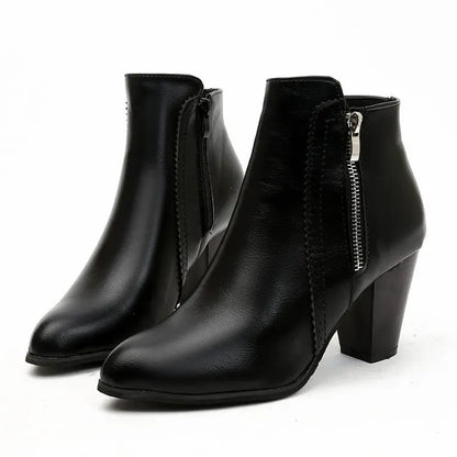 Ankle Boots Women's Fashion Coarse Heel Short Boots 43 Large Women's Shoe Size Side Zipper High Heel Boots Women Platform Boots