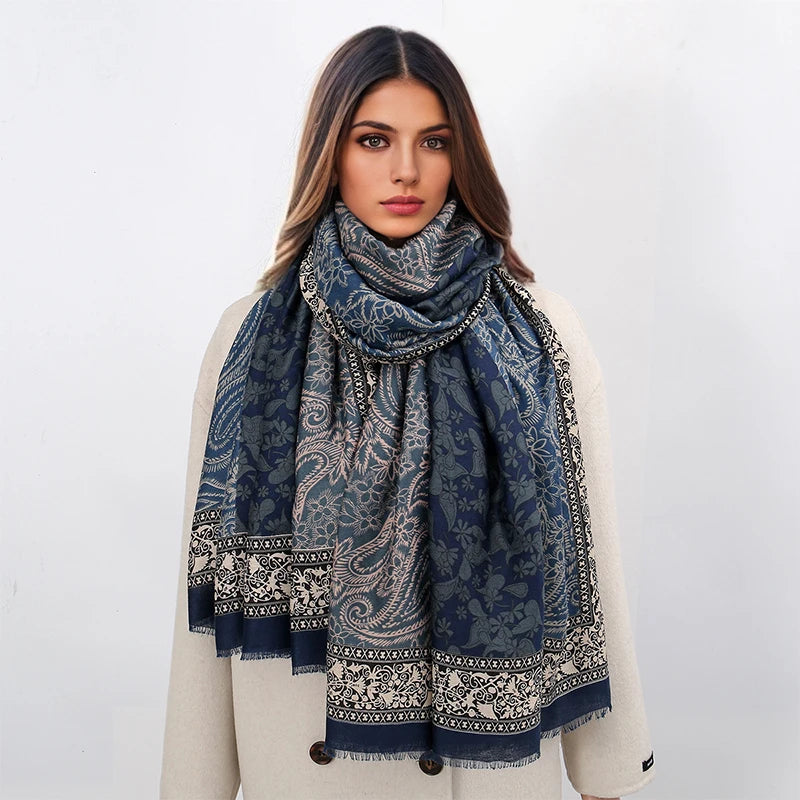 2026 Spring Paisley Pashmina Scarf Shawl Muslim Ramadan Hijabs for Women Autumn Designer Print Female Sunscreen Beach Stoles