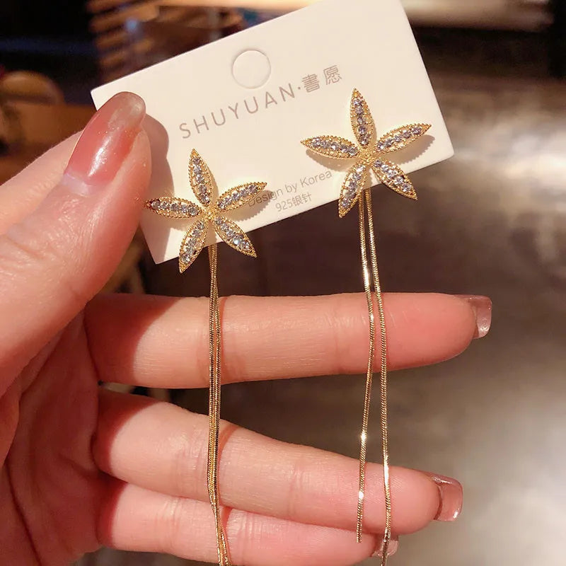 New Vintage Statement Gray Crystal Leaf Earrings for Women Fashion Unique Accessories Party Jewelry Birthday Anniversary Gifts