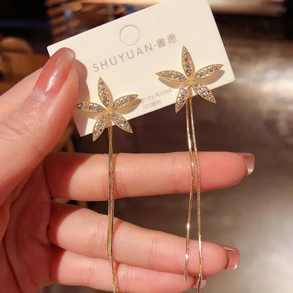 New Vintage Statement Gray Crystal Leaf Earrings for Women Fashion Unique Accessories Party Jewelry Birthday Anniversary Gifts