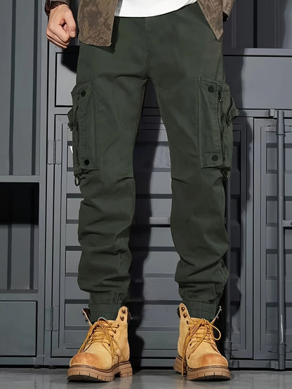 Work Pants Mens Casual Pants Elastic Waistband Oversized Pants With Multiple Pockets Loose Big Size Oversized Trousers