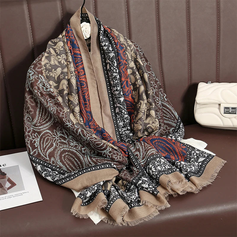 2026 Spring Paisley Pashmina Scarf Shawl Muslim Ramadan Hijabs for Women Autumn Designer Print Female Sunscreen Beach Stoles