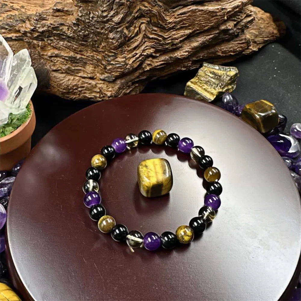 women Protection bracelet men empath black onyx green tigers eye good luck healing energy bracelt string beads bangles