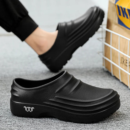 Summer Chef Shoes Thickened Work Loafers Non-slip Warm Lined Fishing Shoes Waterproof Unisex Garden Shoes for Men Women