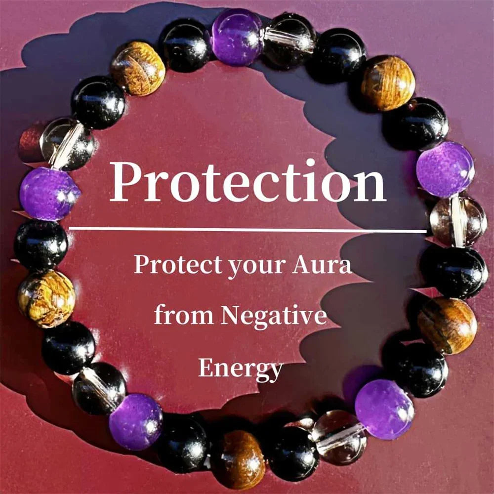 women Protection bracelet men empath black onyx green tigers eye good luck healing energy bracelt string beads bangles
