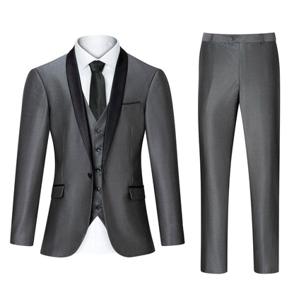 New Men's 3 Pieces Suit Formal Business Notch Lapel Slim Fit Tuxedos Best Man Blazer For Wedding(Blazer+Vest+Pants)