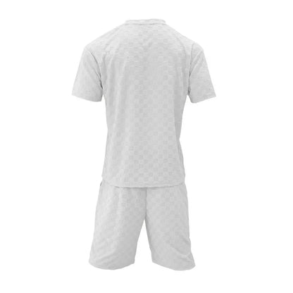 Men's Summer Checkered Loose Two-piece Sports Leisure Suit Short Sleeve T-shirt Shorts Casual Suit Plus Size Fashion Men's Suit