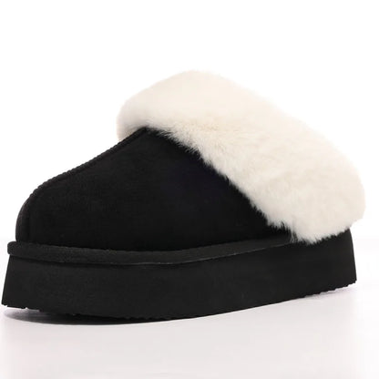 Litfun Fuzzy Platform Slippers For Women Winter Warm House Shoes With Memory Foam Outdoor Anti-Slip Fashion Fur Fluffy Slippers