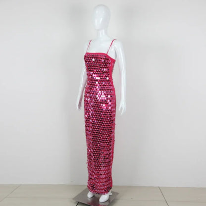 High quality sequin luxury suspender women girl dress, banquet annual party meeting dresses skirt Strap Sleeveless Skinny Shiny