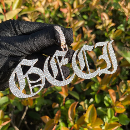 Bubble Letter Old Vintage English Font Customized Name Necklace for Women Personalized Cursive Pendant Hip Hop Jewelry
