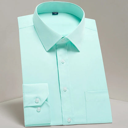 Men's Classic Long Sleeve Standard-fit Dress Shirts Formal Business Social Simple Basic Design White Work Office Casual Shirt