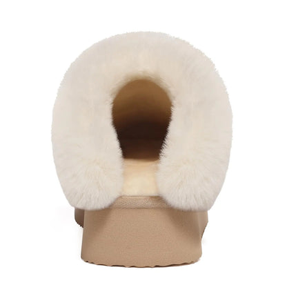Litfun Fuzzy Platform Slippers For Women Winter Warm House Shoes With Memory Foam Outdoor Anti-Slip Fashion Fur Fluffy Slippers