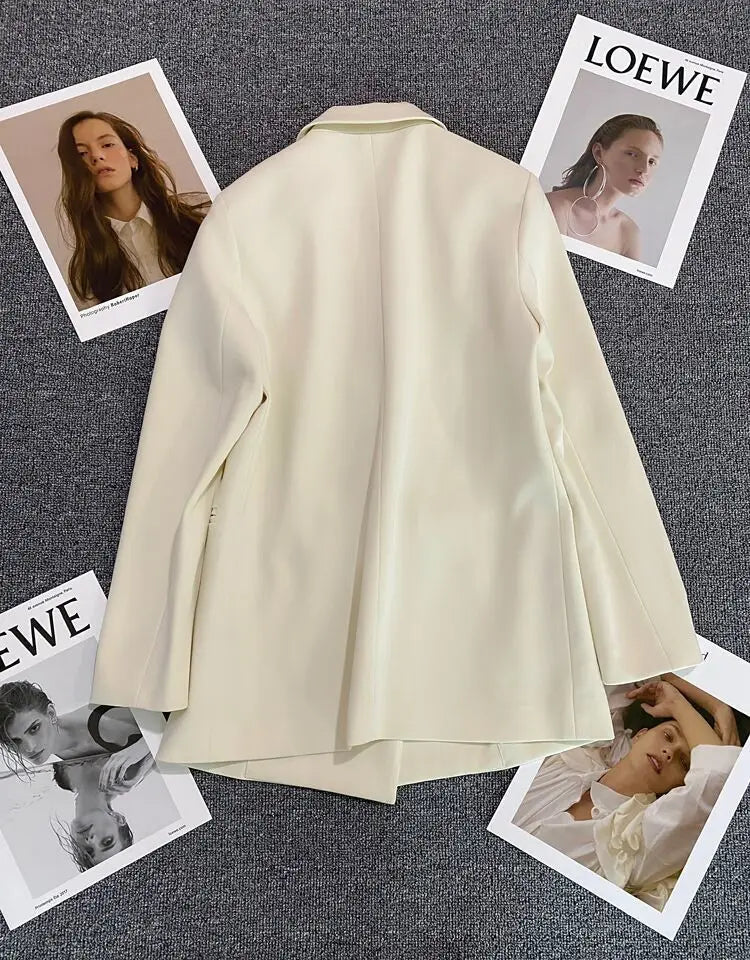 Autumn Blazer Elegant Women's Jacket Chic Casual Double Breasted Suit Korean Winter Fashion Coats Slim Fit Office Lady Outwear