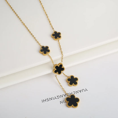 Hot Sale Stainless Steel Laser Five Leaf Flower Petal Adjustable Clover Bracelet Classic for Woman Girl Brand Jewelry Party Gift