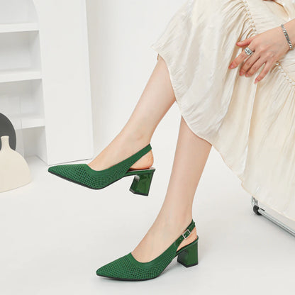 Summer Women's High Heel Sandals Knitted Small Hole Breathable Shoes 2025 New Style (6cm High)