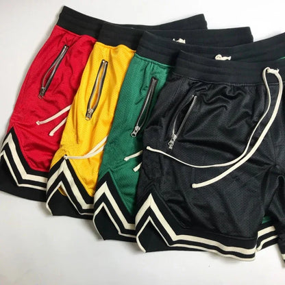 Men's Mesh Sports Track Shorts Summer Basketball Fitness Running Breathable Short Pants Loose Muscle Training Bermuda Masculina
