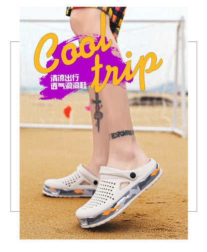 Men's summer casual hole shoes non slip lightweight breathable Two wearing men's sandals fashion comfort beach shoes slippers