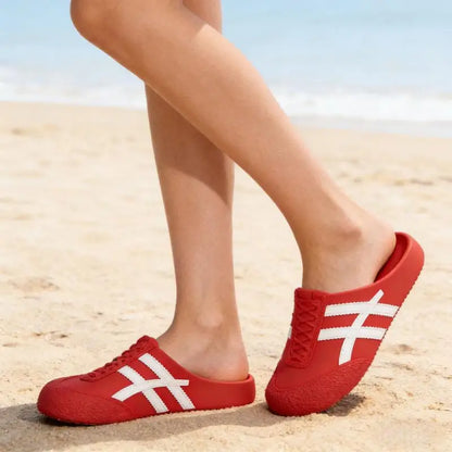 Brand Design Vulcanized Racing Shoes Women Summer 2026 Soft Light Weight Eva Outdoor Mules Slippers Plus Size Casual Clogs Shoes
