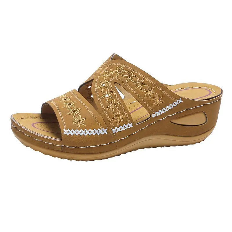 new Fish mouth Women Platform Wedge Sandals Outdoor Open Toe Casual slippers thick soled antislip Leather Fashion Female Zapatos