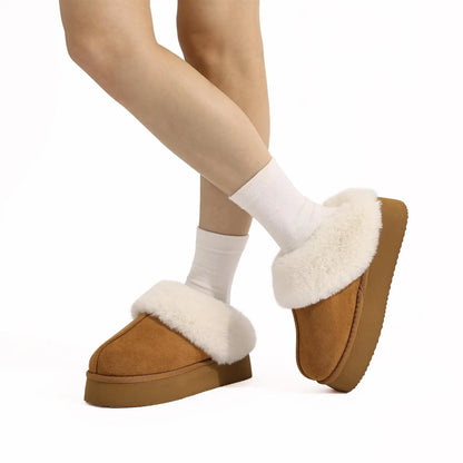 Litfun Fuzzy Platform Slippers For Women Winter Warm House Shoes With Memory Foam Outdoor Anti-Slip Fashion Fur Fluffy Slippers