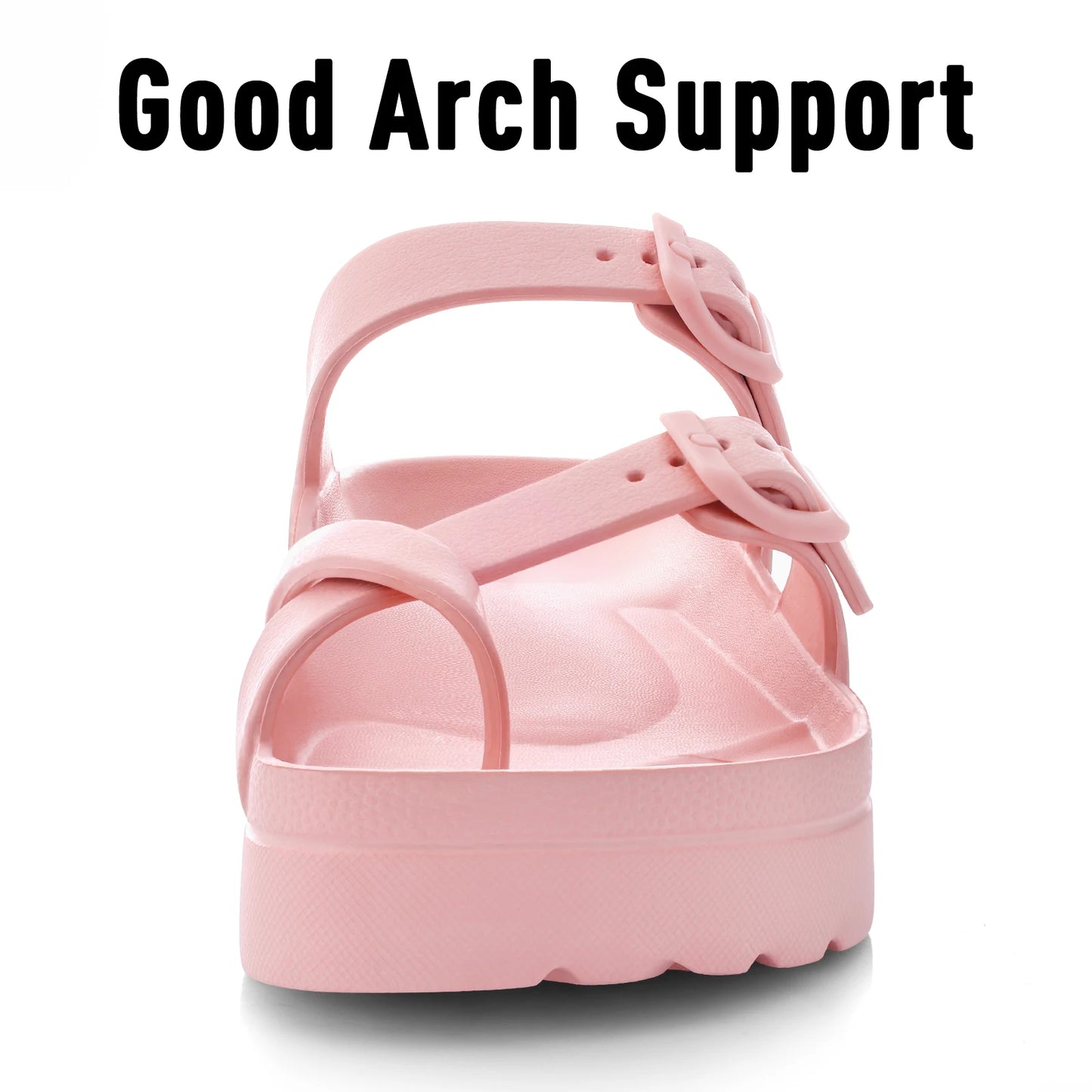 Bebealy Fashion Sandals for Women and Men Pillow Slippers Double Buckle Sandals Adjustable Slides EVA Flat Sandals Beach Sandals