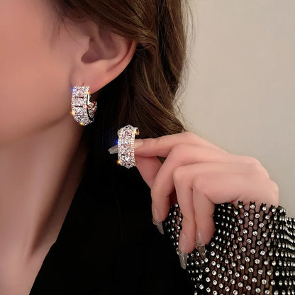 New Vintage Statement Gray Crystal Leaf Earrings for Women Fashion Unique Accessories Party Jewelry Birthday Anniversary Gifts